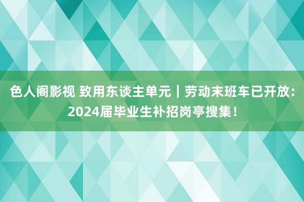 色人阁影视 致用东谈主单元｜劳动末班车已开放：2024届毕业生补招岗亭搜集！