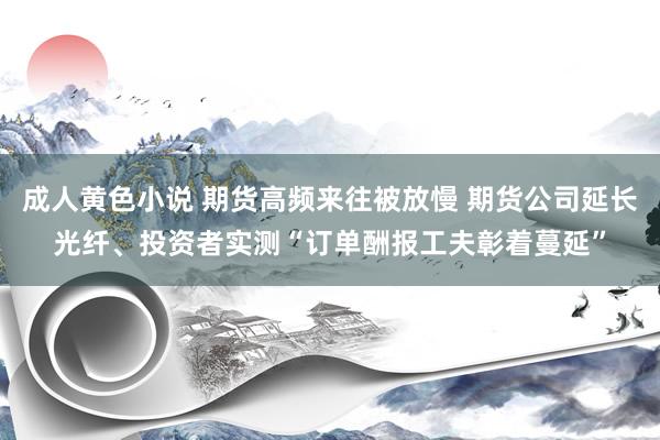 成人黄色小说 期货高频来往被放慢 期货公司延长光纤、投资者实测“订单酬报工夫彰着蔓延”