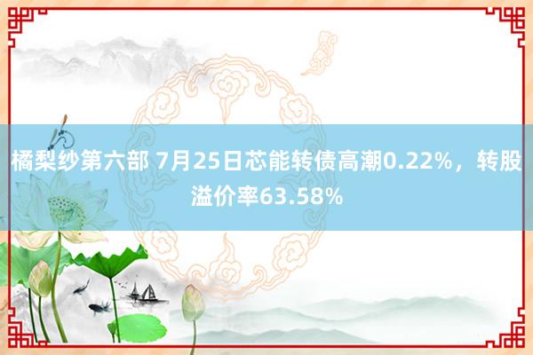 橘梨纱第六部 7月25日芯能转债高潮0.22%，转股溢价率63.58%