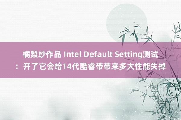 橘梨纱作品 Intel Default Setting测试：开了它会给14代酷睿带带来多大性能失掉