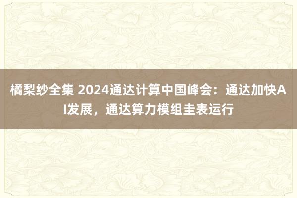 橘梨纱全集 2024通达计算中国峰会：通达加快AI发展，通达算力模组圭表运行