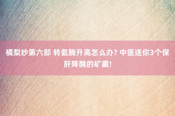 橘梨纱第六部 转氨酶升高怎么办? 中医送你3个保肝降酶的矿藏!