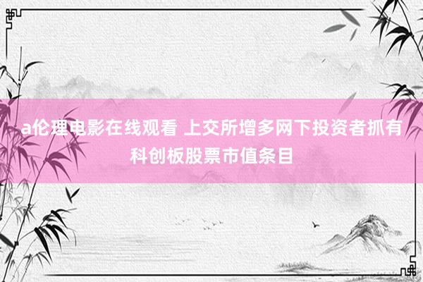 a伦理电影在线观看 上交所增多网下投资者抓有科创板股票市值条目