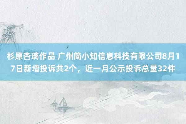 杉原杏璃作品 广州简小知信息科技有限公司8月17日新增投诉共2个，近一月公示投诉总量32件