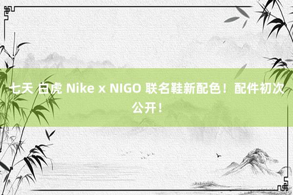 七天 白虎 Nike x NIGO 联名鞋新配色！配件初次公开！