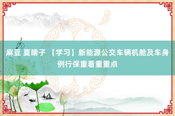 麻豆 夏晴子 【学习】新能源公交车辆机舱及车身例行保重看重重点