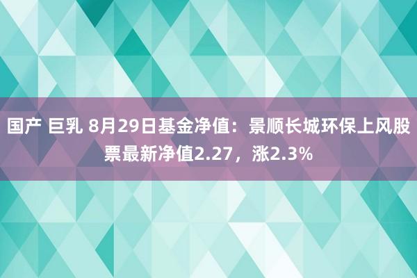 国产 巨乳 8月29日基金净值：景顺长城环保上风股票最新净值2.27，涨2.3%