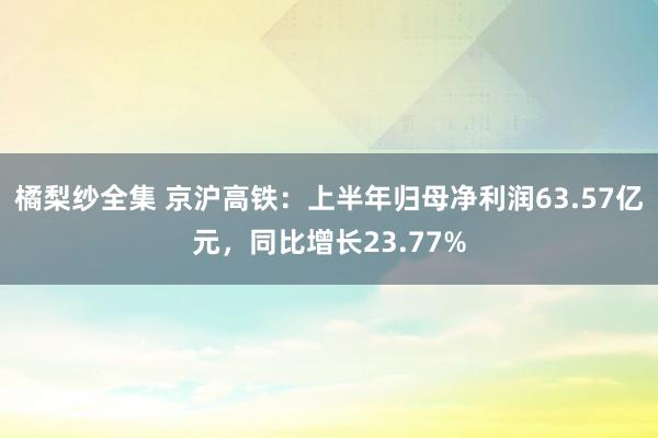 橘梨纱全集 京沪高铁：上半年归母净利润63.57亿元，同比增长23.77%