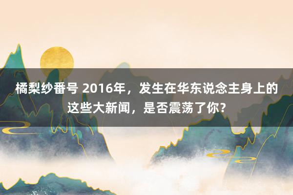 橘梨纱番号 2016年，发生在华东说念主身上的这些大新闻，是否震荡了你？