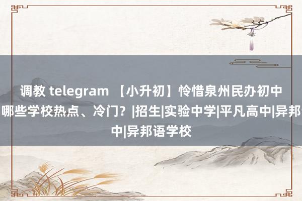 调教 telegram 【小升初】怜惜泉州民办初中摇号！哪些学校热点、冷门？|招生|实验中学|平凡高中|异邦语学校