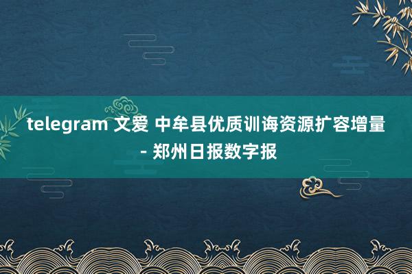 telegram 文爱 中牟县优质训诲资源扩容增量－郑州日报数字报