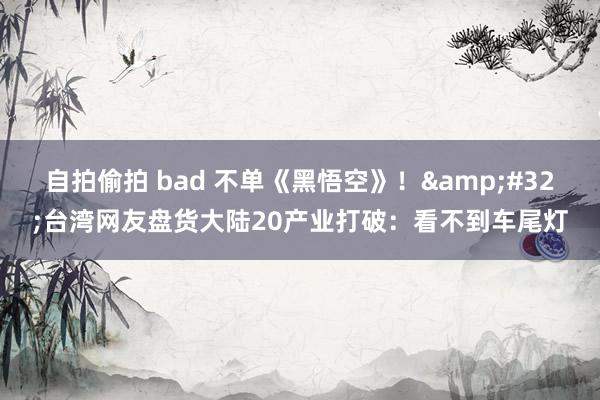 自拍偷拍 bad 不单《黑悟空》！&#32;台湾网友盘货大陆20产业打破：看不到车尾灯