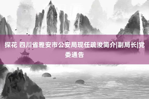 探花 四川省雅安市公安局现任疏浚简介|副局长|党委通告